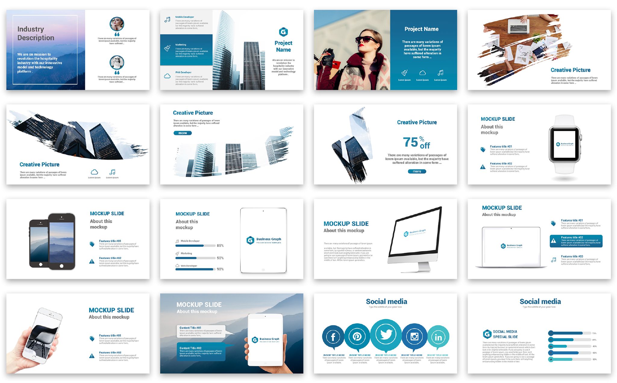  Business  Graph Presentation PowerPoint  Template 67383