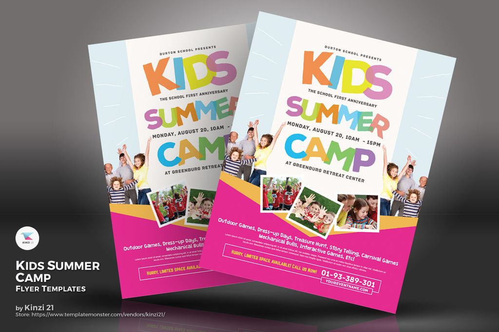 Kids Summer Camp Flyers PSD Template