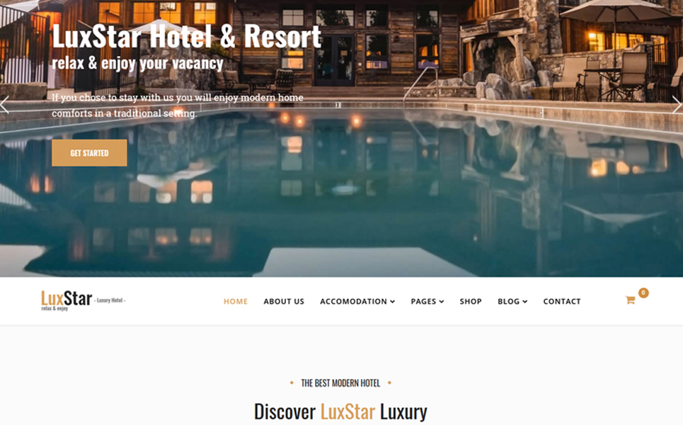 LuxStar Hotel and Resort Booking Joomla Template