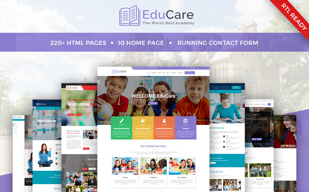  EduCare - Education With RTL Ready Website Template