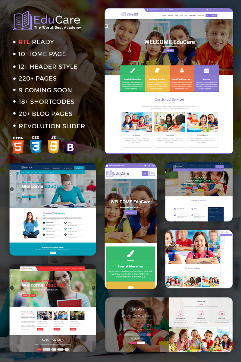  EduCare - Education With RTL Ready Website Template