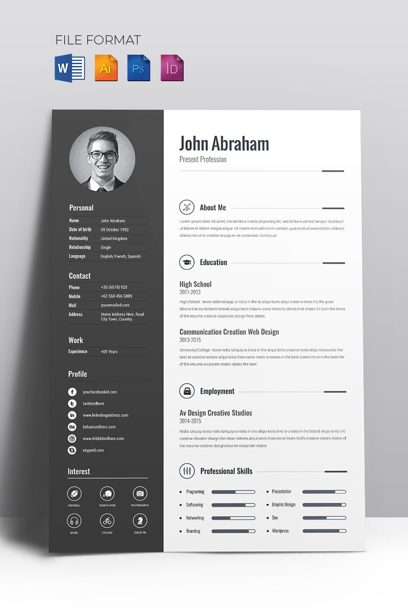 Minimal Creative CV Resume Template #67714