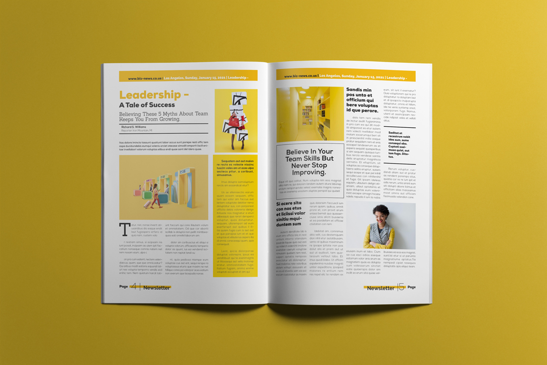 Download Фирменный стиль "Business Newsletter  #02" / Business Newsletter  #02 - Фирменный стиль на тему графика a4,newsletter,brochure,template,indd,indesign,corporate,proposal,journal,newspaper,company,layout,report,flyer,bifold