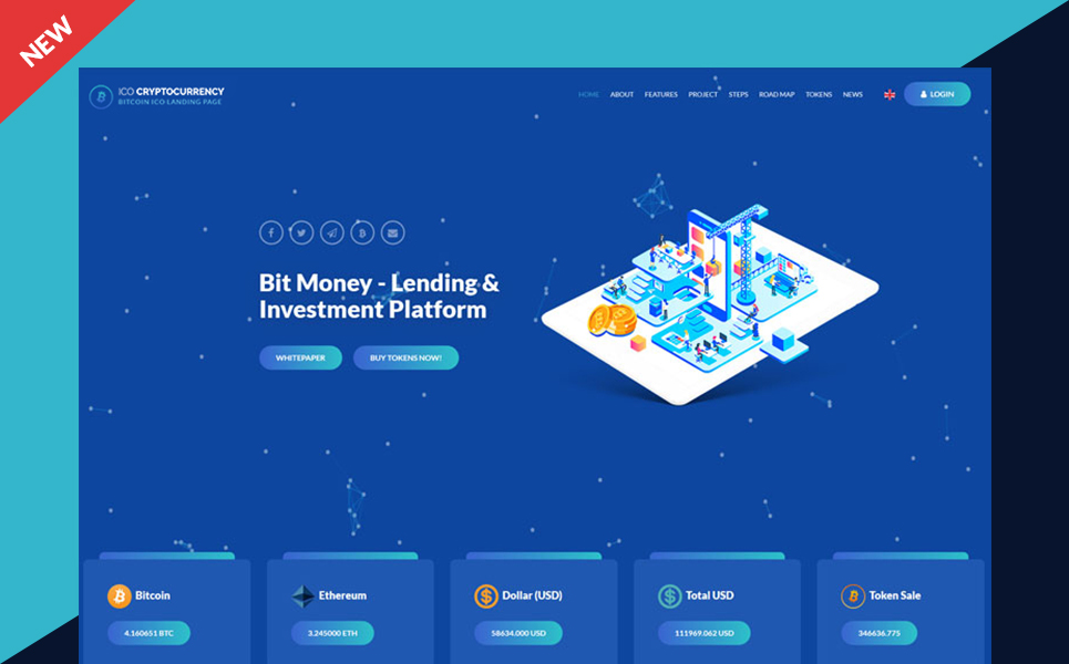 Ico Cryptocurrency Bitcoin Landing Page Template 67700 - 