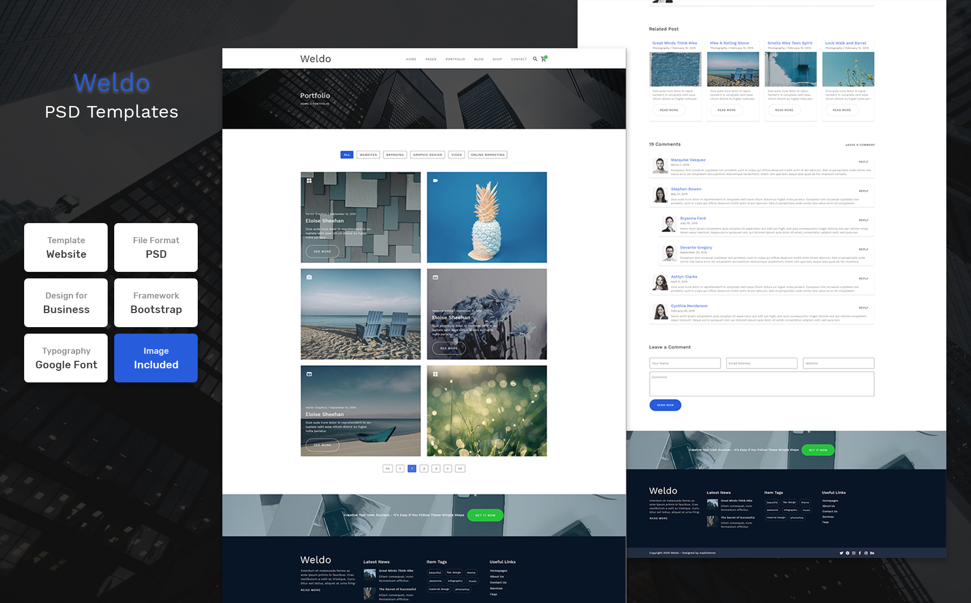 Download PSD шаблон "Weldo - Business Material PSD Template" / Weldo - Business Material PSD Template - Адаптивный PSD шаблон на тему бизнес и услуги blog,agency,business,corporate,creative,ecommerce,portfolio,psd,template,minimal,clean,fashion,store,landing,parallax,retina