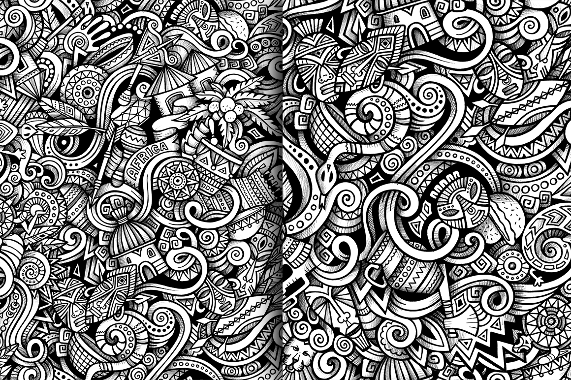 Africa Graphics Doodles Seamless Pattern