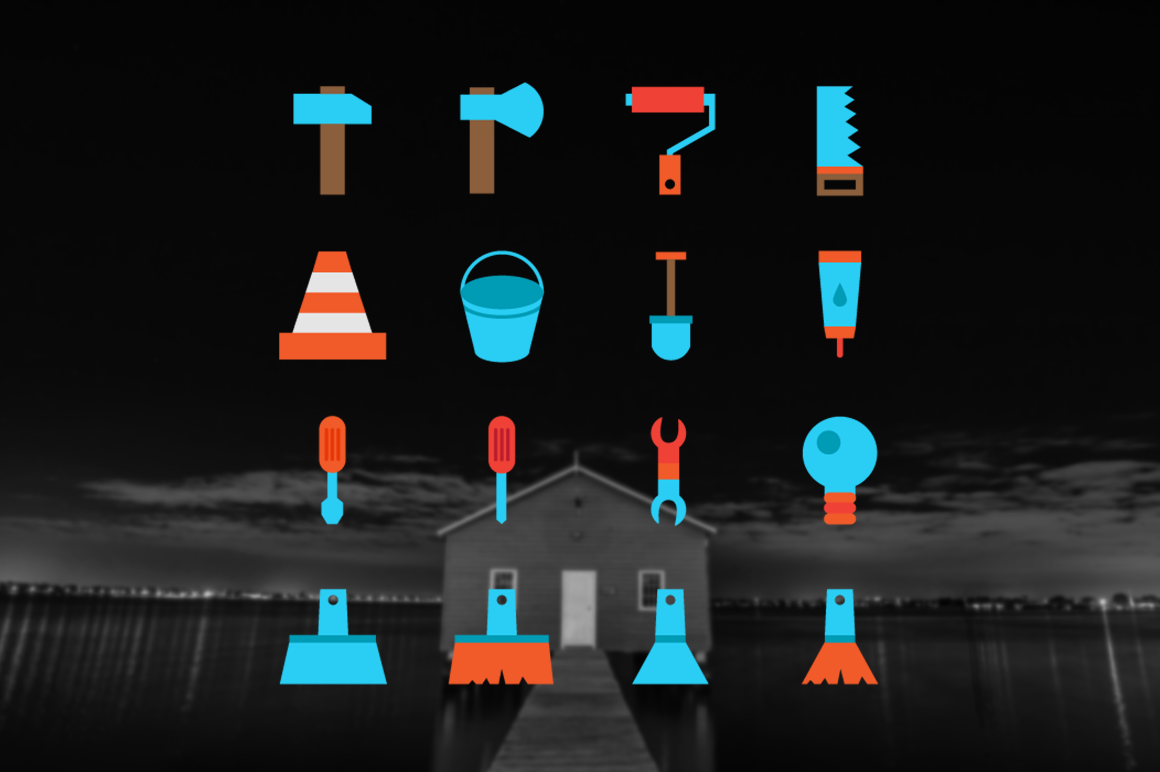 Download Фирменный стиль "16 Building Icons - Corporate Identity Template" / 16 Building Icons - Corporate Identity Template - Фирменный стиль на тему графика construction,industry,work,industrial,tool,instrument,equipment,build,builder,carpenter,carpentry,repair,hammer,spatula,bucket,wrench,hatchet,gum,turn-screw,spanner