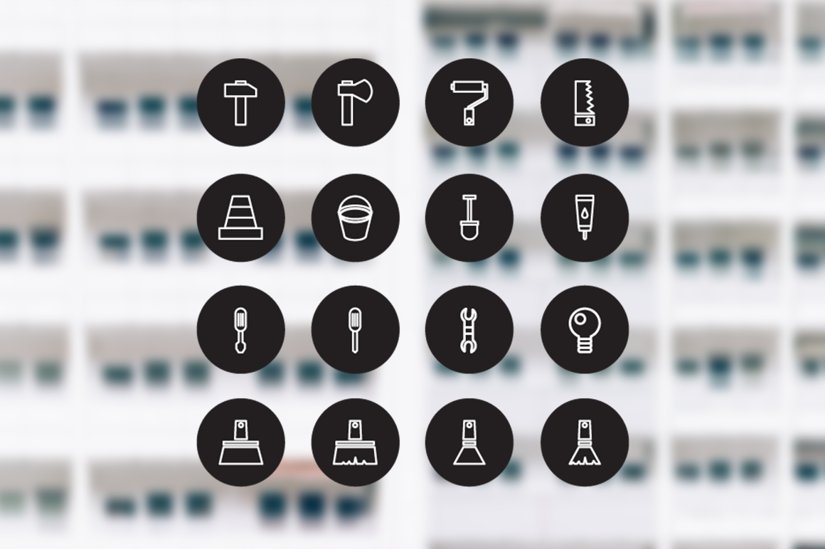 Download Фирменный стиль "16 Building Icons - Corporate Identity Template" / 16 Building Icons - Corporate Identity Template - Фирменный стиль на тему графика construction,industry,work,industrial,tool,instrument,equipment,build,builder,carpenter,carpentry,repair,hammer,spatula,bucket,wrench,hatchet,gum,turn-screw,spanner
