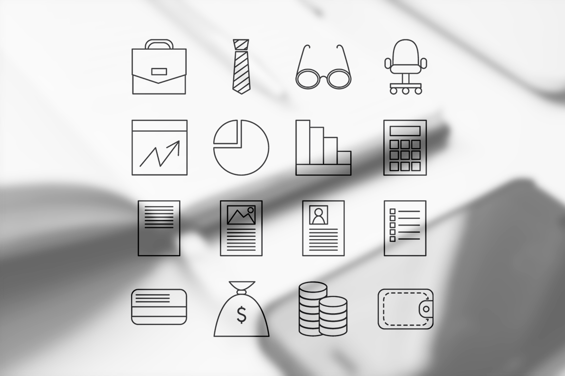 Download Фирменный стиль "16 Business Icons - Corporate Identity Template" / 16 Business Icons - Corporate Identity Template - Фирменный стиль на тему графика card,management,corporate,business,finance,money,list,icon,infographic,office,document,information,coin,calculator,investment,bank,contract,diagram,armchair,accounting