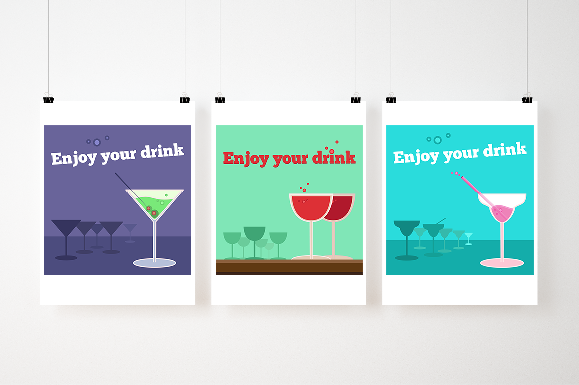 Download Фирменный стиль "Enjoy drink! - Corporate Identity Template" / Enjoy drink! - Corporate Identity Template - Фирменный стиль на тему графика beer,whiskey,coffee,party,bar,cafe,drink,menu,wine,alcohol,water,glass,beverage,juice,tea,goblet,cocktail,martini,mulled,pina
