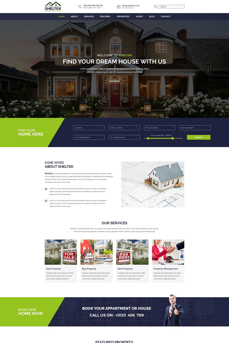 Sheltek - Real Estate Responsive Website Template 