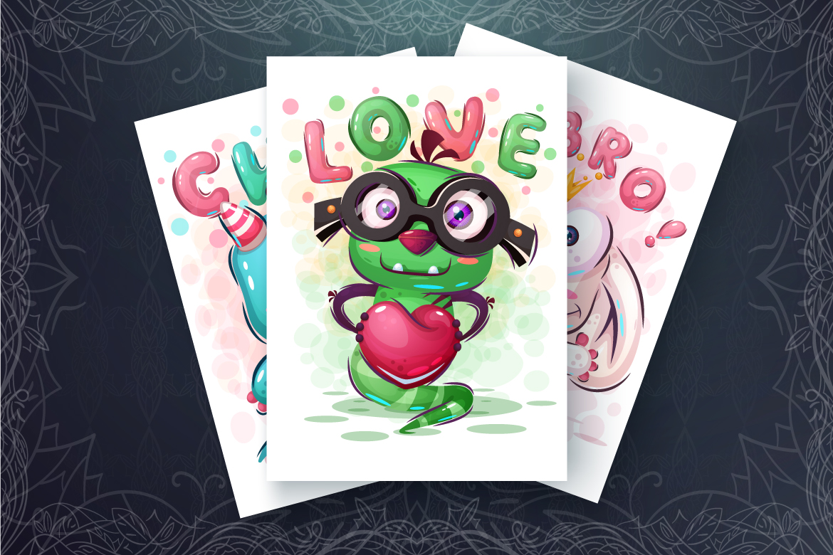 Download Vector "Set Cute Monster - Vector Image" / Set Cute Monster - Vector Image - Vector на тему графика monster,halloween,horror,fear,seamless,pattern,cartoon,character,characters,animal,animals,pet,cute,funny,pretty,beauty,happy,baby,kid,childish