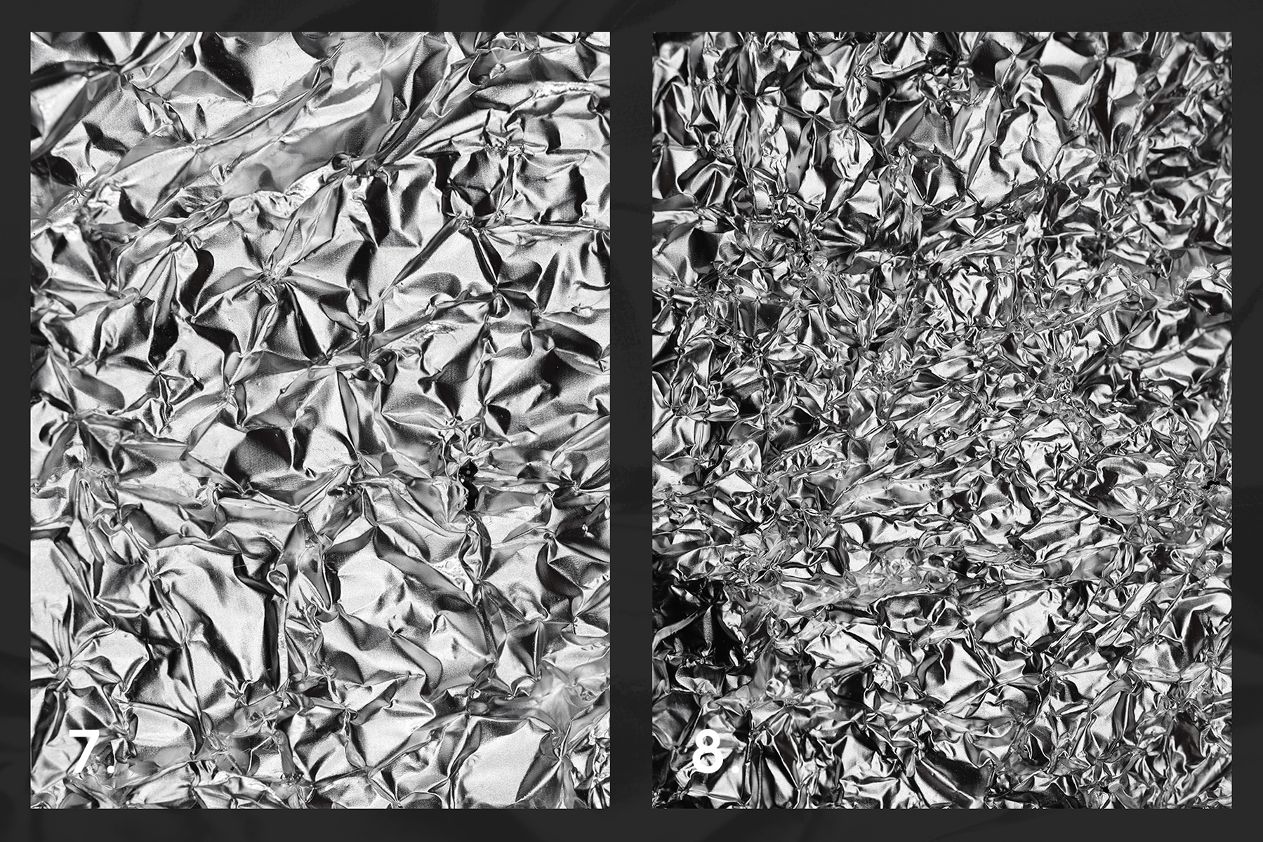 Download Background "10 Black &amp; White Metallic Textures Background" / 10 Black &amp; White Metallic Textures Background - Background на тему графика metallic foil texture,metallic foil pattern,metallic foil background,metallic foil backdrop,metallic foil surface,grunge,crumpled,foil,monochrome,texture,material,abstract,background,pattern,