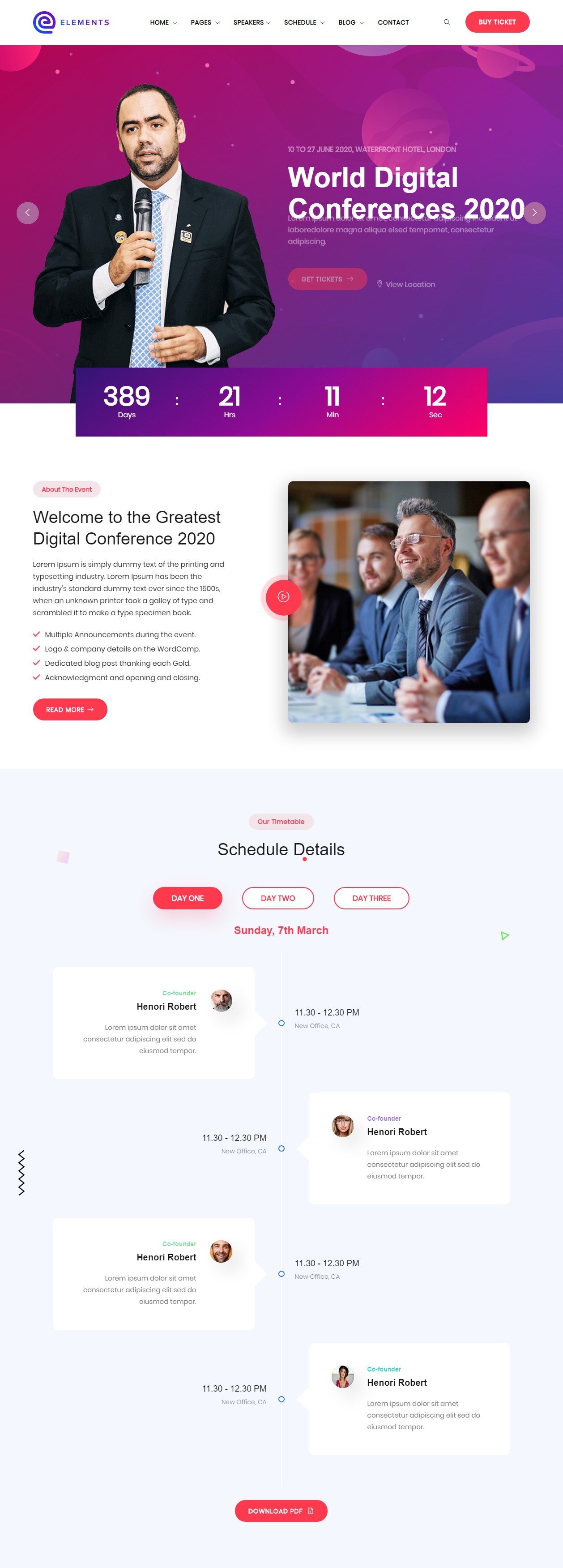 Event &amp; Conference Website Landing Page Template