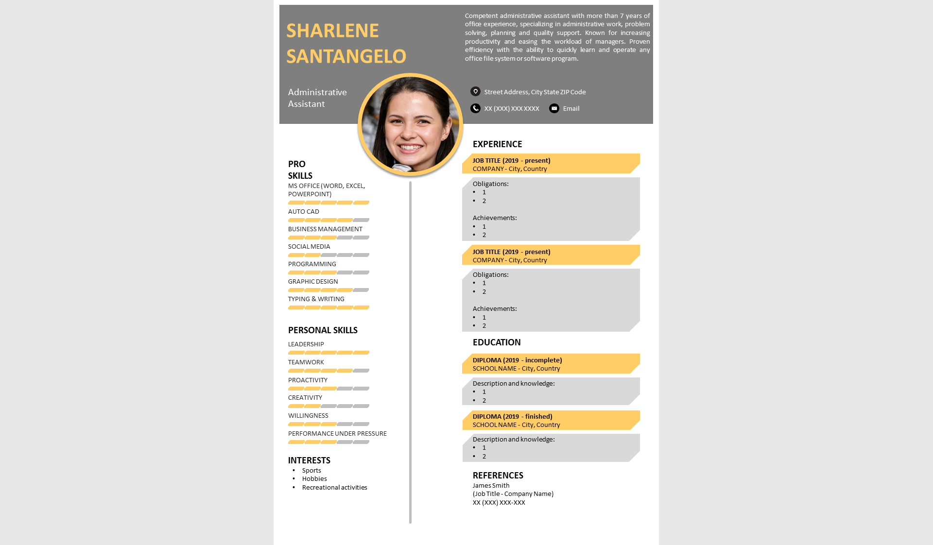 Download Резюме "Professional  No 07 - Industrial Yellow Resume Template" / Professional  No 07 - Industrial Yellow Resume Template - Резюме на тему графика resume template,professional resume,elegant resume,modern resume,docx,word,pptx,powerpoint,easy to edit,easy to print
