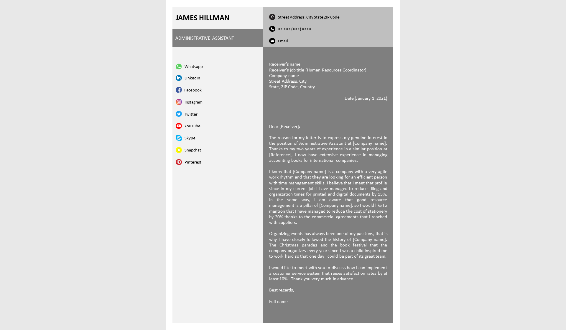 Download Резюме "Professional Resume  No 15 - Elegant Monochrome" / Professional Resume  No 15 - Elegant Monochrome - Резюме на тему графика resume template,professional resume,elegant resume,modern resume,docx,word,pptx,powerpoint,easy to edit,easy to print