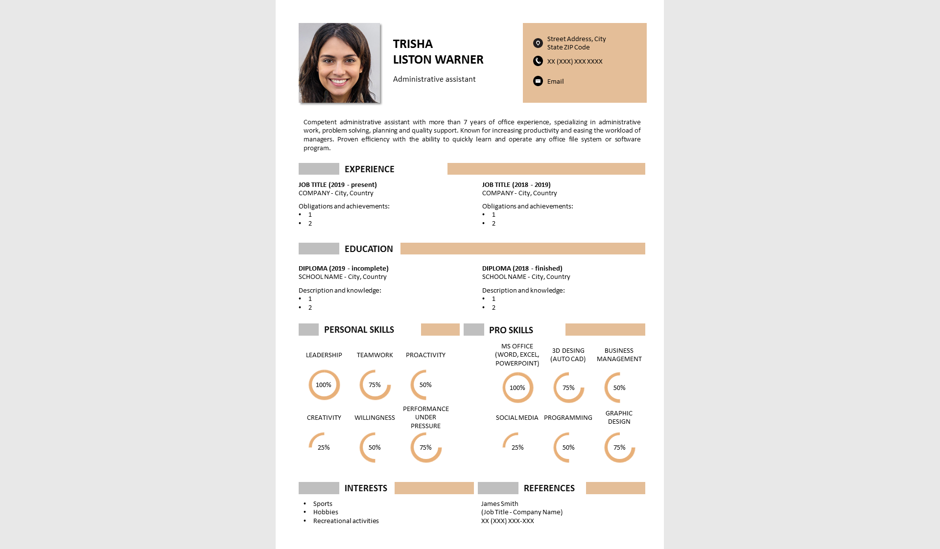 Download Резюме "Professional Resume  No 16 - Relaxing Cinnamon" / Professional Resume  No 16 - Relaxing Cinnamon - Резюме на тему графика resume template,professional resume,elegant resume,modern resume,docx,word,pptx,powerpoint,easy to edit,easy to print